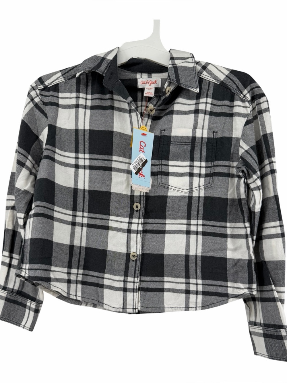 Cat & Jack Black and White Plaid Button-Front Kids Shirt